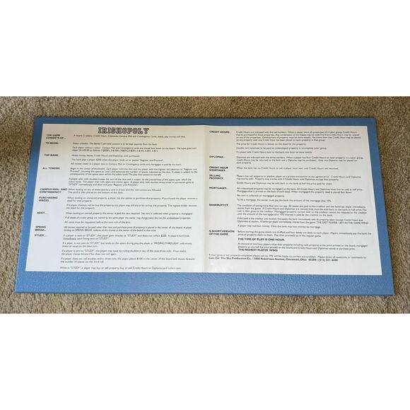 Late for the Sky Irishopoly University Notre Dame Board Game Complete Irish - Picture 4 of 8